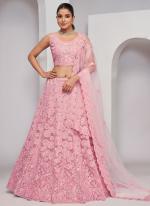 Soft Net Light Pink Wedding Wear Sequins Work Lehenga Choli